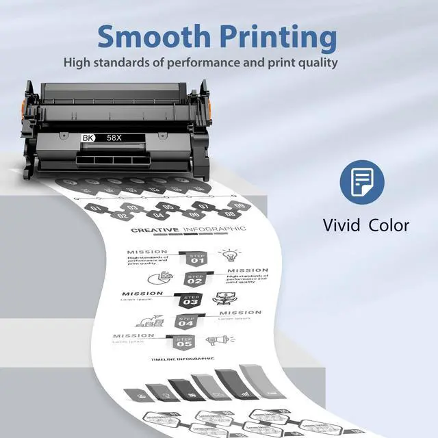 Alt view image 4 of 7 - 58X CF258X Toner Cartridges 2 Black Packs High Yield Compatible for HP-58X CF258X 58A CF258A for Laser Jet Pro M404n M404dn M404dw M304 Pro MFP M428dw M428fdn M428fdw M406 Enter Prise M406dn MFP M430f
