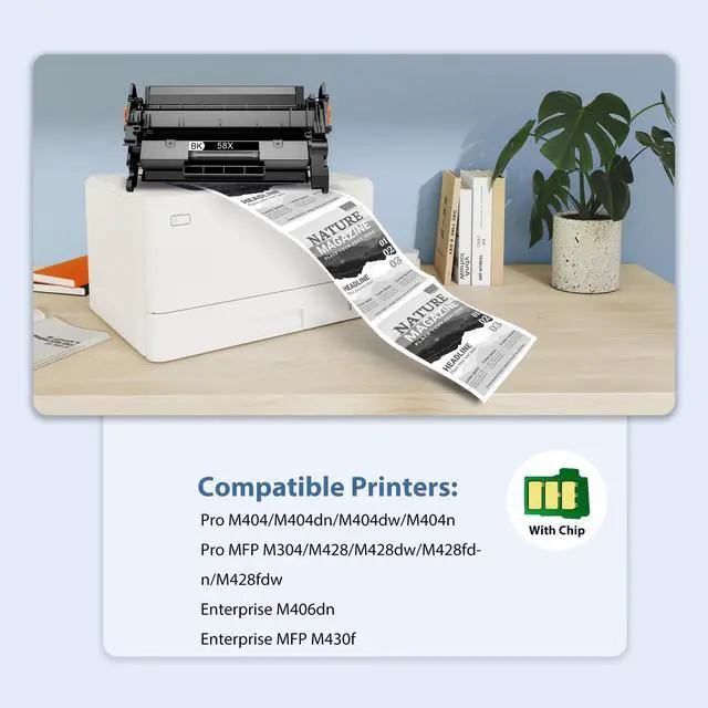 Alt view image 2 of 7 - 58X CF258X Toner Cartridges 2 Black Packs High Yield Compatible for HP-58X CF258X 58A CF258A for Laser Jet Pro M404n M404dn M404dw M304 Pro MFP M428dw M428fdn M428fdw M406 Enter Prise M406dn MFP M430f