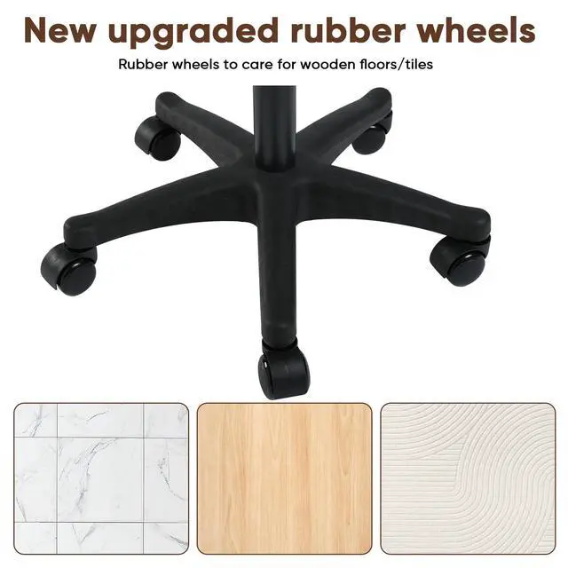Alt view image 7 of 7 - Ergonomic Adjustable Under Desk Footrest,Ottoman with Wheels | 500lbs|360° swivel Silent PU casters|Thick 2.36" Seat| Rolling Stool with Wheels for Massage,Salon,Spa,Clinic,Office,Home