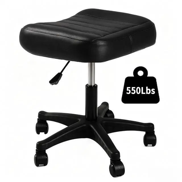 Main image of Ergonomic Adjustable Under Desk Footrest,Ottoman with Wheels | 500lbs|360° swivel Silent PU casters|Thick 2.36" Seat| Rolling Stool with Wheels for Massage,Salon,Spa,Clinic,Office,Home