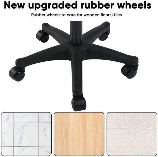 Alt view image 7 of 7 - Ergonomic Adjustable Under Desk Footrest,Ottoman with Wheels | 500lbs|360° swivel Silent PU casters|Thick 2.36" Seat| Rolling Stool with Wheels for Massage,Salon,Spa,Clinic,Office,Home