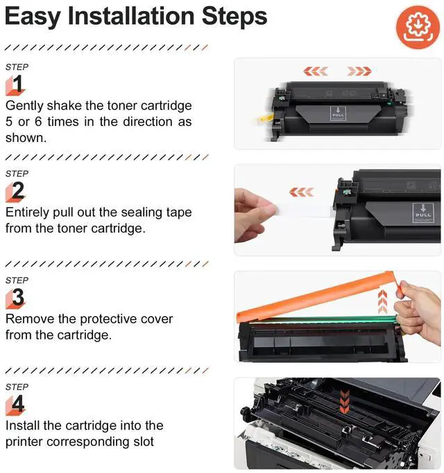 Alt view image 5 of 6 - CF226A Toner Compatible for HP 26A CF226A Toner Cartridge Black 4Pack | Replacement for M402n M402dn M402dne M402dw M426fdw M426fdn M426dw M402 M426 Printer