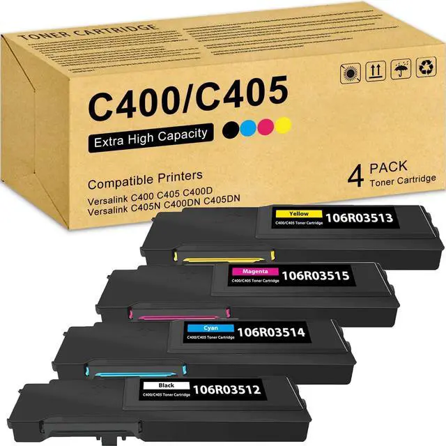 Main image of VersaLink C400 C405 High-Yield Toner Cartridge 4-Pack 106R03512 106R03513 106R03514 106R03515 Replacement for Xerox Versalink C400 C405 C400D C405N C400DN C405DN Printers (Black Cyan Magenta Yellow)