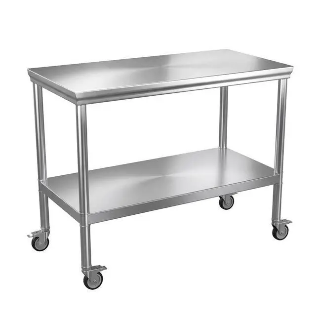 Main image of Stainless Steel Prep Table 24x60 with Wheels, Heavy Duty Work Table | lbs heavy duty table: top 600lbs, shelf 400lbs. Roomy prep table with storage for pots, appliances & food prep