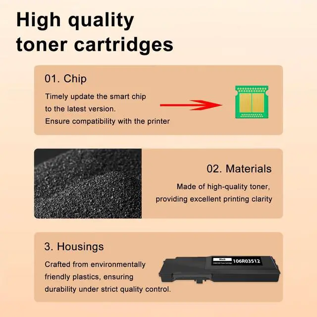 Alt view image 4 of 5 - VersaLink C400 C405 High-Yield Toner Cartridge 4-Pack 106R03512 106R03513 106R03514 106R03515 Replacement for Xerox Versalink C400 C405 C400D C405N C400DN C405DN Printers (Black Cyan Magenta Yellow)