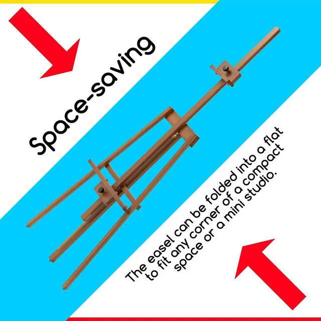 Alt view image 5 of 6 - Art Easel Stand for Painting: Solid Beech Wooden Easel Holds Canvas up to 43" for Adult Studio - Adjustable Artist Painting Easel for Wedding Sign Poster Display - Walnut