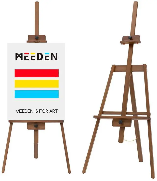 Main image of Art Easel Stand for Painting: Solid Beech Wooden Easel Holds Canvas up to 43" for Adult Studio - Adjustable Artist Painting Easel for Wedding Sign Poster Display - Walnut