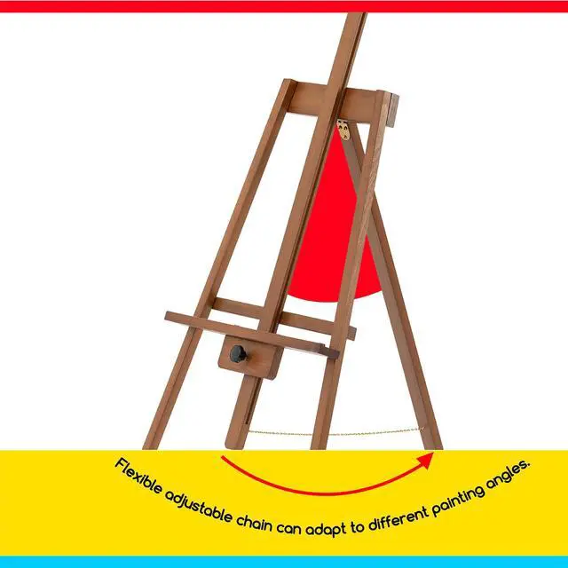 Alt view image 3 of 6 - Art Easel Stand for Painting: Solid Beech Wooden Easel Holds Canvas up to 43" for Adult Studio - Adjustable Artist Painting Easel for Wedding Sign Poster Display - Walnut
