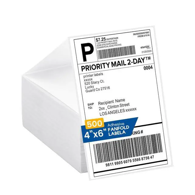 Alt view image 6 of 7 - Bluetooth Thermal Shipping Label Printer (Black) + Thermal Direct Shipping Labels (Pack of 500 Fan-Fold Labels)