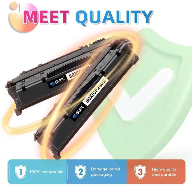 Alt view image 4 of 7 - 80X CF280X High Yield Toner Cartridge (Black, 2-Pack) | Compatible 80X CF280X Black Toner Replacement for HP LaserPro 400 M401n M401dn MFP M425dn M401dne M401dw M425dw M425 Printer