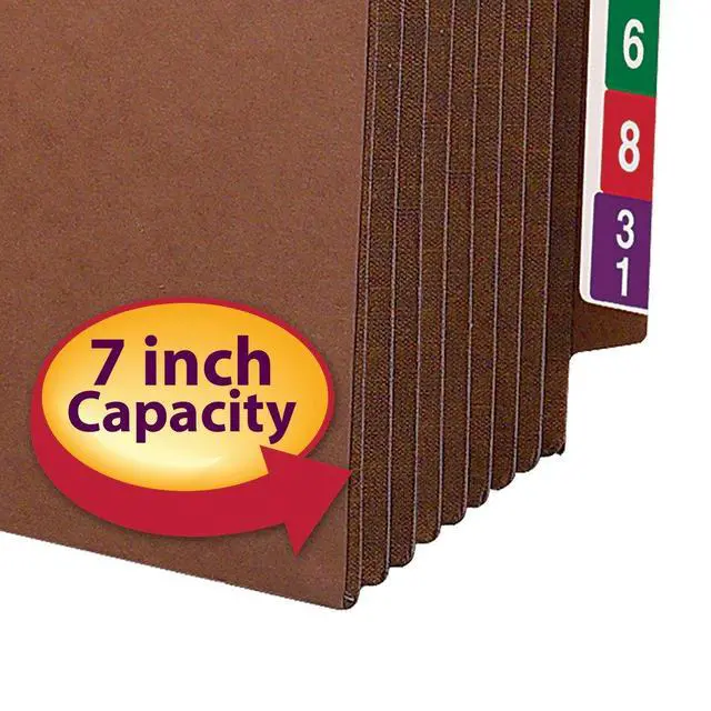 Alt view image 4 of 6 - End Tab TUFF® File Pocket, Reinforced Straight-Cut Tab, 7" Expansion, Tyvek® Gusset, Extra Wide Letter Size, Redrope, 5 per Box (73795) (Pack of 5)