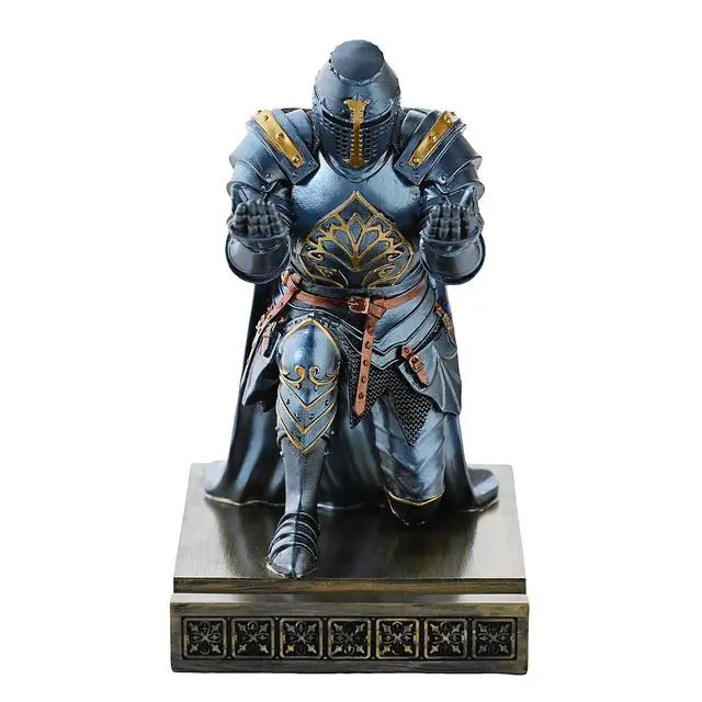 Alt view image 4 of 7 - Medieval Templar Vanguard Officer Knight Pen Holder Desk Organizers Blue | Pencil Stand Paperweight Desktop Decoration Accessories Cell Phone Stand with a Fancy Sword for Medieval Warrior Enthusiast