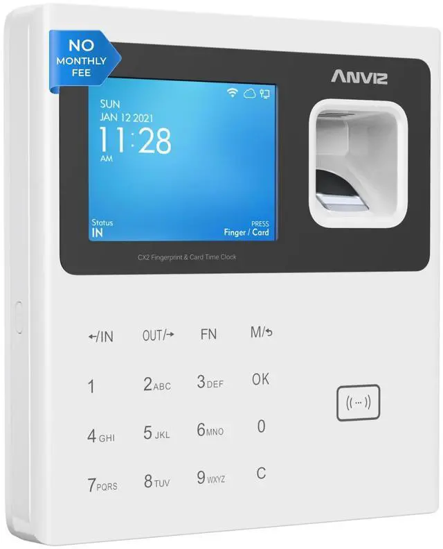 Main image of Time Clocks for Employees Small Business - Forever Free Cloud Software - W1 Pro Fingerprint Biometric Clock in and Out Attendance Machine, White