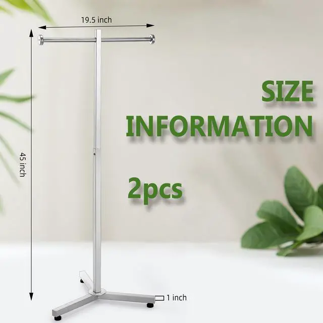 Alt view image 2 of 6 - 2 Pcs Heavy Duty Adjustable Shopping Bag Rack Metal Rack for Retail Store Chrome Handbag Display Stand for Trade Show Boutique Small Business, 45 Inch (Silver)