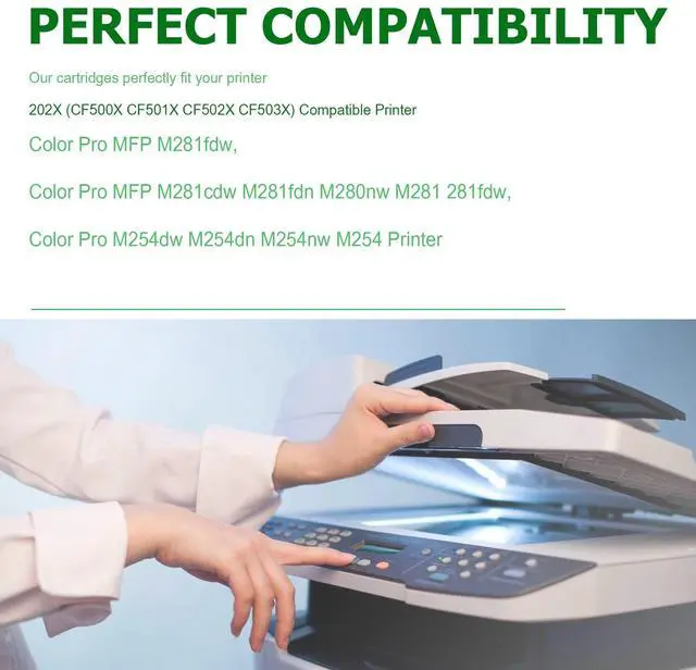 Alt view image 3 of 5 - 202X Toner Cartridges - High Yield 4 Pack Replacement for HP 202X Toner | Compatible for HP Color Laserjet Pro M254dw MFP M281cdw, M281fdw M281fdn M281 M254 Series