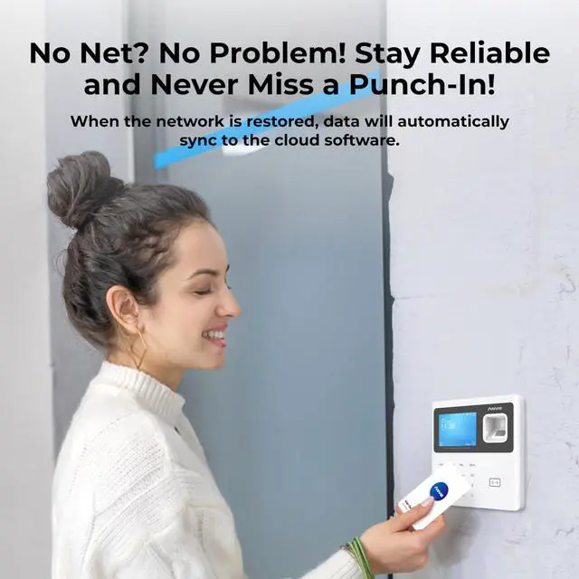 Alt view image 7 of 7 - Time Clocks for Employees Small Business - Forever Free Cloud Software - W1 Pro Fingerprint Biometric Clock in and Out Attendance Machine, White