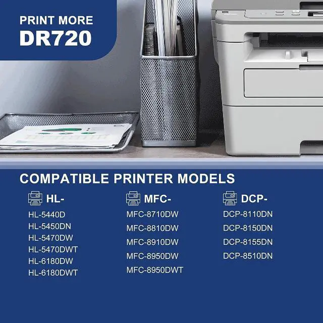 Alt view image 2 of 7 - DR-720 DR720 Drum Unit Replacement for Brother DR 720 MFC-8910DW HL-5470DW HL-6180DW MFC-8510DN MFC-8710DW MFC-8950DW Printer Black 1 Pack (not Include Toner)
