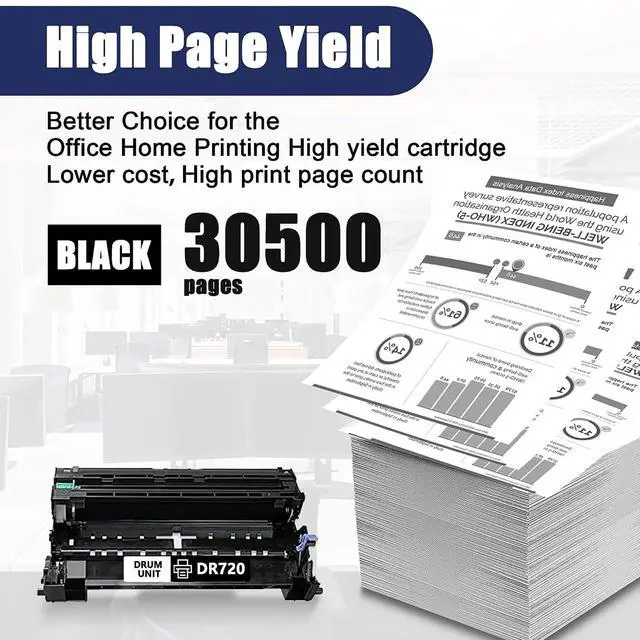 Alt view image 3 of 7 - DR-720 DR720 Drum Unit Replacement for Brother DR 720 MFC-8910DW HL-5470DW HL-6180DW MFC-8510DN MFC-8710DW MFC-8950DW Printer Black 1 Pack (not Include Toner)