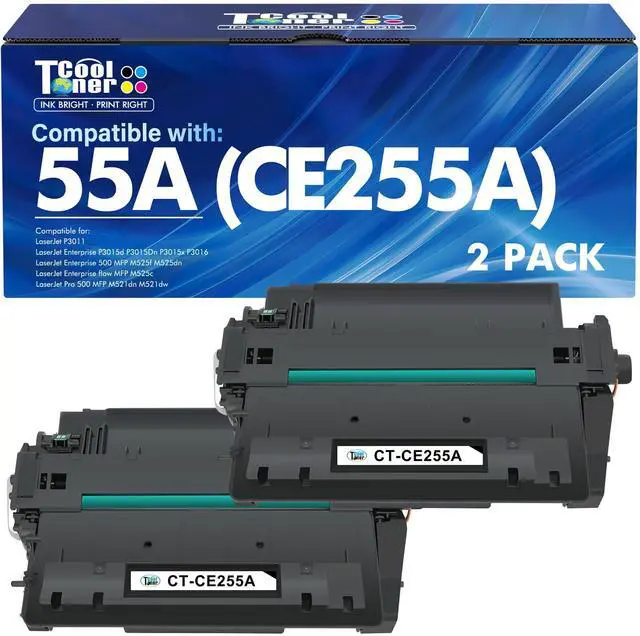 Main image of 55A CE255A Black Toner Cartridge for HP P3015 55X CE255X M521dn 2-Pack | Compatible for HP CE255A 55A LaserJet P3015 for P3011 P3015d P3015x P3015dn P3016 Pro 500 MFP M521dn M521dw M521 Printer