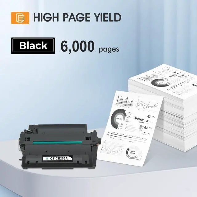 Alt view image 3 of 7 - 55A CE255A Black Toner Cartridge for HP P3015 55X CE255X M521dn 2-Pack | Compatible for HP CE255A 55A LaserJet P3015 for P3011 P3015d P3015x P3015dn P3016 Pro 500 MFP M521dn M521dw M521 Printer
