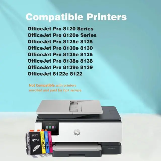 Alt view image 2 of 6 - 923XL 923e Ink Cartridges for HP Printers 8120e 8130e Series Replacement for HP 923e 923 923XL Ink Cartridges, Compatible for OfficeJet Pro 8125e 8135e 8138e 8139e 8135 8139 8130 e |4 Pack
