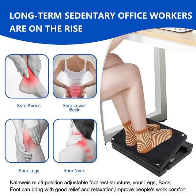 Alt view image 6 of 6 - Under Desk Footrest - Detachable Memory Foam Cushion & Massage Roller, Tool-Free Height & Angle Adjustable Foot Stool, Ergonomic Leg Rest for Office, Home & Gaming Comfort, (Black Plus)