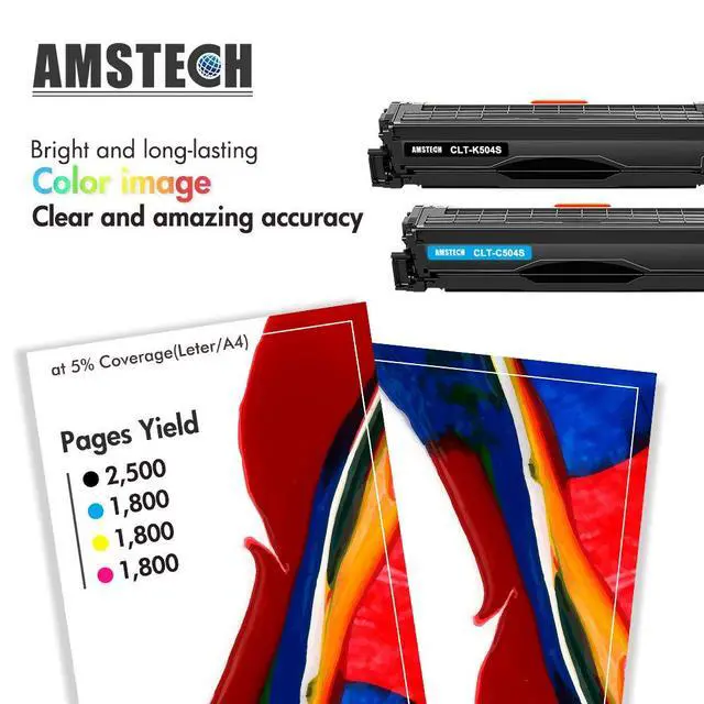 Alt view image 3 of 6 - CLT-504S CLT-K504S Toner Cartridge for Samsung K504S C1860FW C1810W 4-Pack | Compatible for Samsung Xpress C1810W SL-C1860FW SL-C1810W CLX-4195FW CLP-415NW Printer Ink (Black Cyan Yellow Magenta)