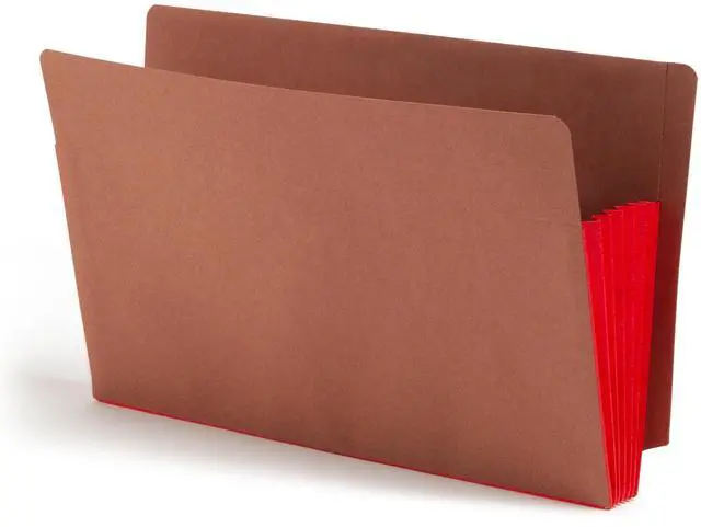 Main image of End Tab Pocket, Reinforced Straight-Cut Tab, 5-1/4" Expansion, Extra Wide Legal Size, Redrope with Red Gusset, 10 per Box (74696)
