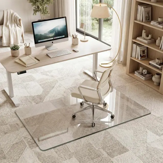Main image of Tempered Glass Chair Mat, 32"x48" Office Chair Mat for Carpet & Hardwood Floors, Heavy Duty 0.2" Desk Chair Mat for Smooth Rolling at Home or Office