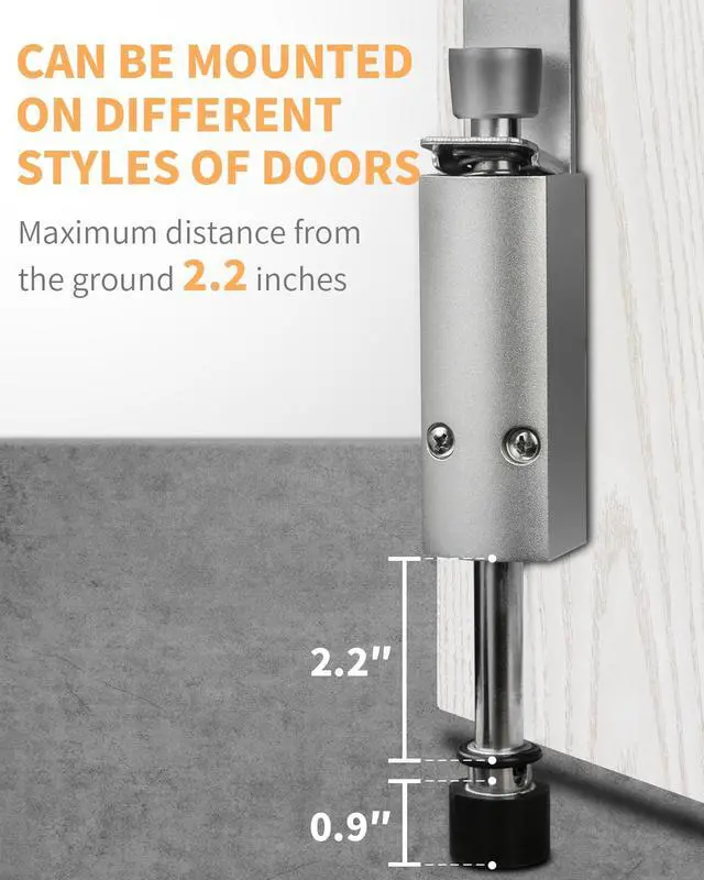 Alt view image 3 of 6 - Door Stop - Heavy Duty Spring Loaded Step Down Push On Door Holder/Stopper - Foot Operated Door Holder for Outdoor and Commercial Use (2, Silver)