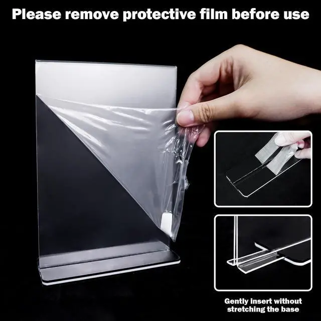 Alt view image 4 of 7 - Acrylic Sign Holder 8.5 x 11, 24 Pack Clear Double-Sided Acrylic Display Stand for Vertical Tabletop Use, Perfect for Menus, Flyers, and Paper in Restaurants, Hotels, Office