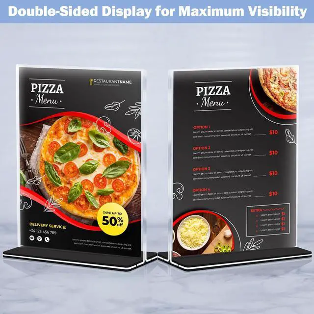 Alt view image 2 of 7 - Acrylic Sign Holder 8.5 x 11, 24 Pack Clear Double-Sided Acrylic Display Stand for Vertical Tabletop Use, Perfect for Menus, Flyers, and Paper in Restaurants, Hotels, Office
