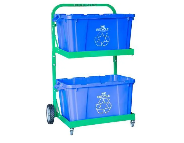 Alt view image 2 of 7 - FIVESTAR 400 lb. Capacity Heavy-Duty Recycle Bin Cart with Aluminum Frame and Recycle Bin Trays and Four Wheels
