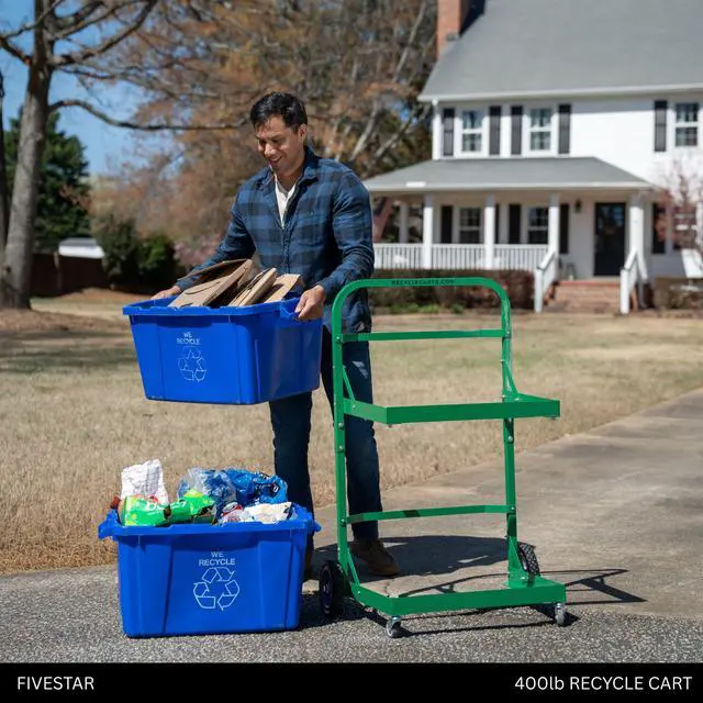 Alt view image 4 of 7 - FIVESTAR 400 lb. Capacity Heavy-Duty Recycle Bin Cart with Aluminum Frame and Recycle Bin Trays and Four Wheels