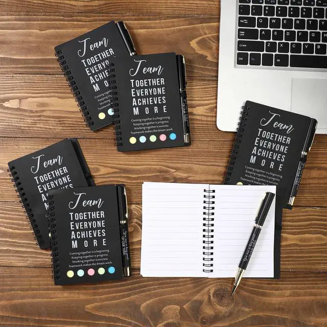Alt view image 4 of 7 - 50 Sets Team Employee Appreciation Team Gifts Bulk Inspirational Spiral Notebook Journal with Sticky Notepad Ballpoint Pen Thank You Gifts for Coworker Staff Office Nurse Teacher (Black)