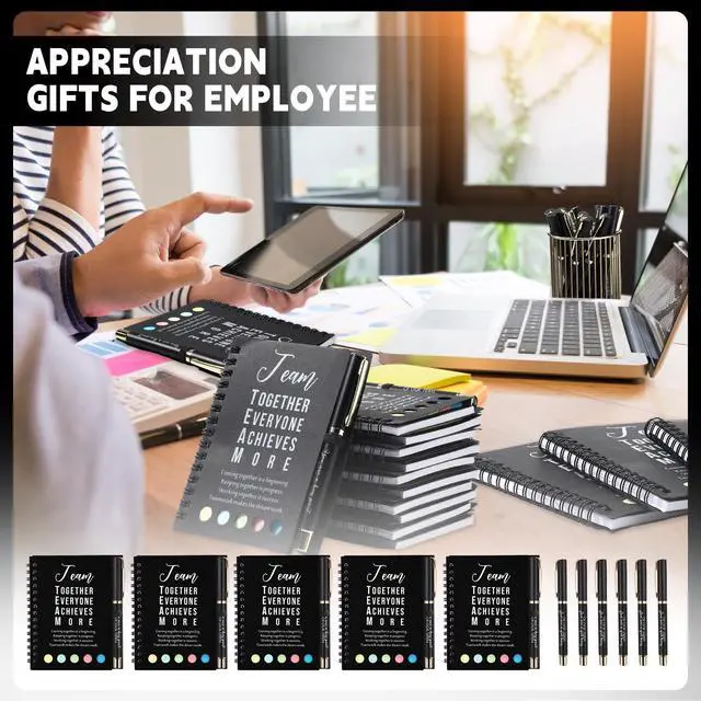 Alt view image 7 of 7 - 50 Sets Team Employee Appreciation Team Gifts Bulk Inspirational Spiral Notebook Journal with Sticky Notepad Ballpoint Pen Thank You Gifts for Coworker Staff Office Nurse Teacher (Black)