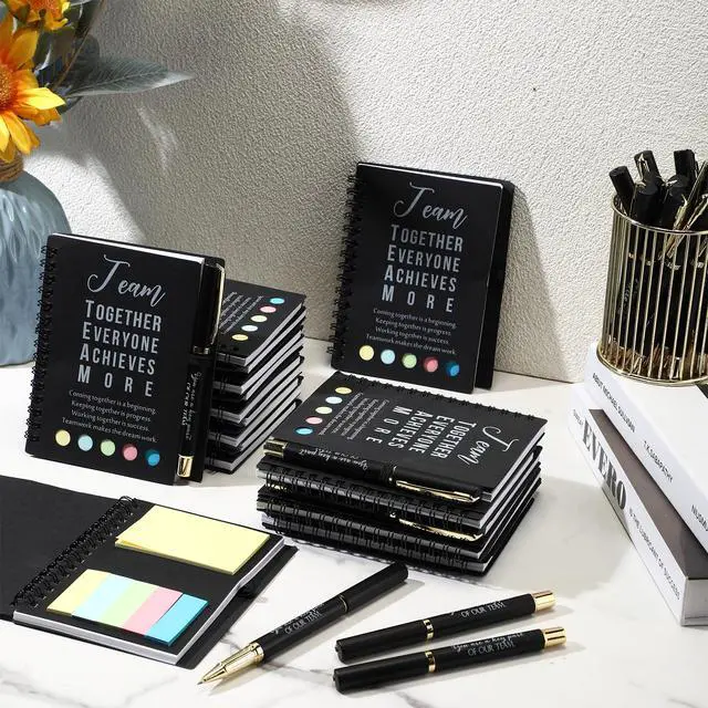 Alt view image 5 of 7 - 50 Sets Team Employee Appreciation Team Gifts Bulk Inspirational Spiral Notebook Journal with Sticky Notepad Ballpoint Pen Thank You Gifts for Coworker Staff Office Nurse Teacher (Black)