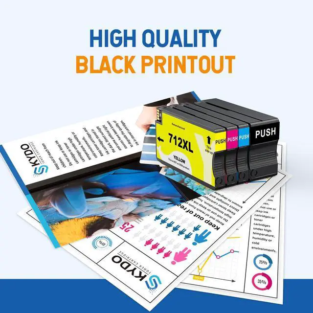 Alt view image 4 of 6 - 712XL 712 Ink Cartridges Combo 4 Pack Compatible for HP 712 Ink | Work with DesignJet T210 T630 T650 T250 T230 Studio Plotter Printer for Office Supplies (Black Cyan Magenta Yellow, 4 Pack)