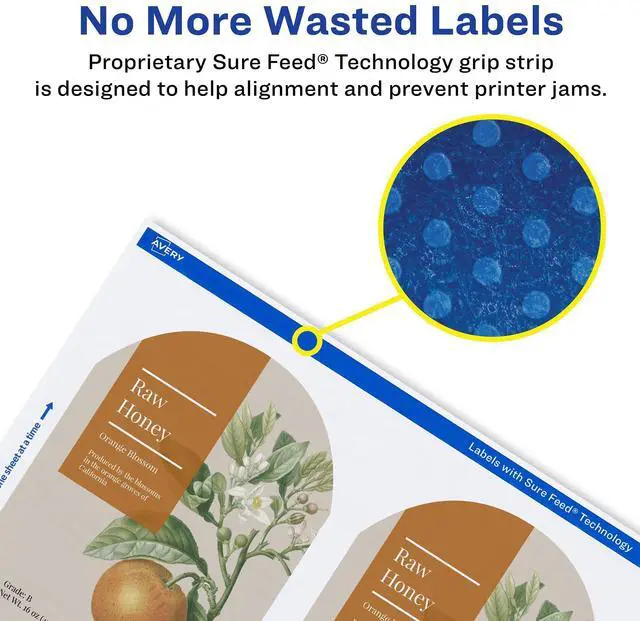 Alt view image 4 of 6 - ® Matte White Arched Labels, Sure Feed® Technology, 3" x 2.25", 2250 Labels, Print-to-The-Edge, Laser/Inkjet Printable