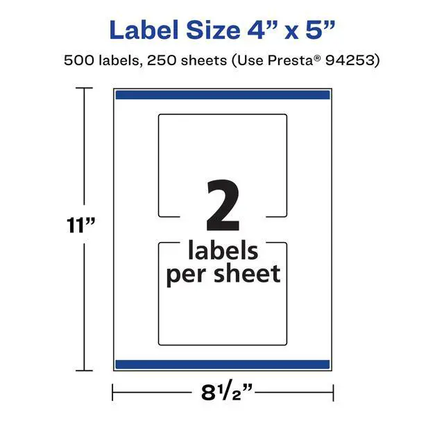 Alt view image 5 of 7 - ® Matte White Rectangle Labels, Sure Feed® Technology, 4" x 5", 500 Matte White Printable Labels