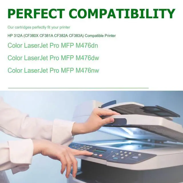 Alt view image 2 of 7 - 4 Pack Replacement for HP 312A Toner Cartridges M476dn M476dw M476nw | Compatible for HP Laserjet Pro MFP M476dn M476dw M476nw Printer Ink (Black, Cyan, Magenta, Yellow)