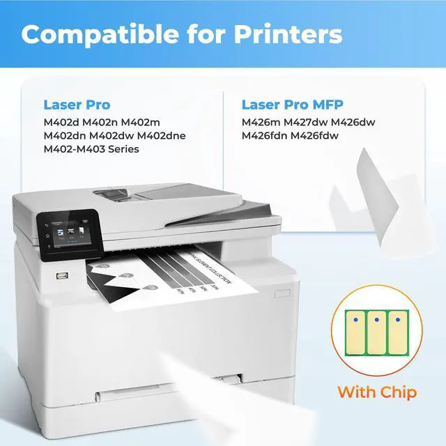 Alt view image 2 of 7 - 26A Toner Cartridge Black for HP 26A CF226A 26X CF226X Printer Laser Jet Pro M402n M426fdw Toner Cartridges M402dn M402dw M402m M402 Pro MFP M427dw M426dw M426fdn M426, 2 Pack CF226 226A HP26A HP26X