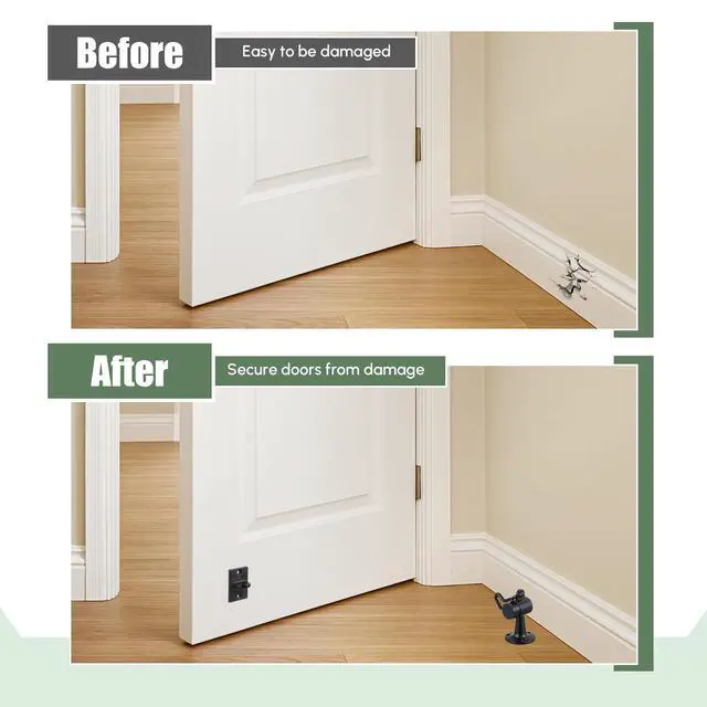 Alt view image 4 of 6 - 4 Pack Heavy Duty Floor Mounted Door Stop 3.5 Inch Aluminum Commercial Grade Door Stopper with Rubber Bumper & Stainless Steel Screws (Black)