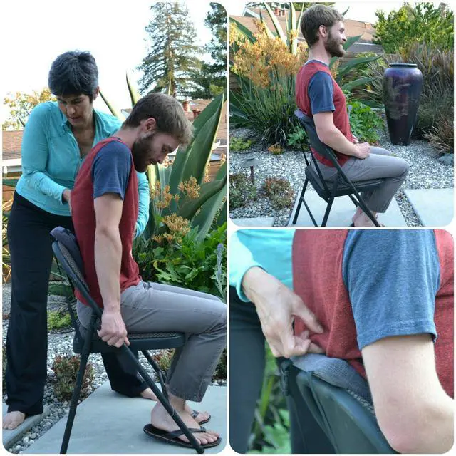 Alt view image 2 of 6 - Gokhale Stretchsit Cushion Lumbar Support for Lower Back Pain & Posture | Portable chair & car seat backrest decompression / traction for lower back, upper back, neck, disc & sciatic pain relief