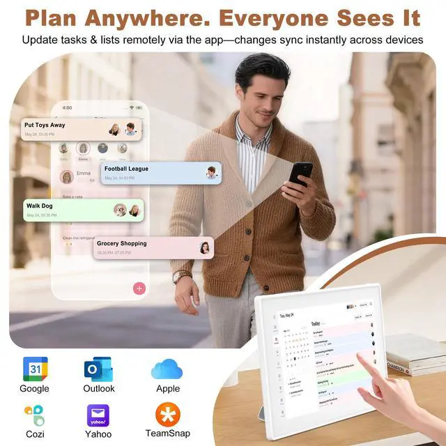 Alt view image 4 of 7 - 15.6 Inch Digital Calendar Wall Planner & Chore Chart, Smart WiFi Touchscreen Interactive Family Planner, Electronic Calendar for Family Schedules, Meal Planner & To-Do List, Wall & Desk Mountable