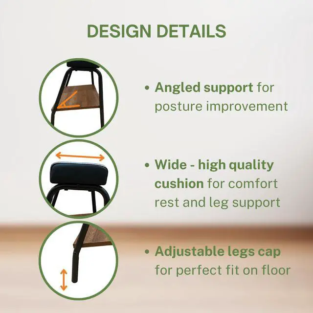 Alt view image 6 of 7 - Double Step Footrest Under Desk Versatile Foot Stool Ottoman for Comfortable Desk Work Office Life (Black)
