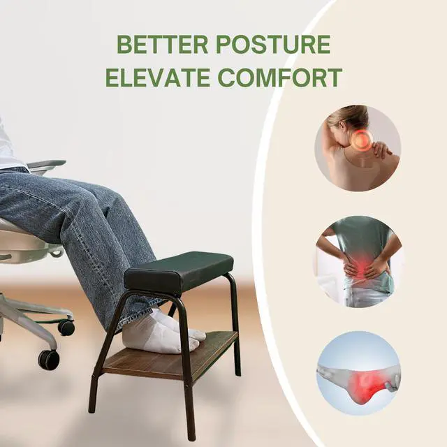 Alt view image 7 of 7 - Double Step Footrest Under Desk Versatile Foot Stool Ottoman for Comfortable Desk Work Office Life (Black)