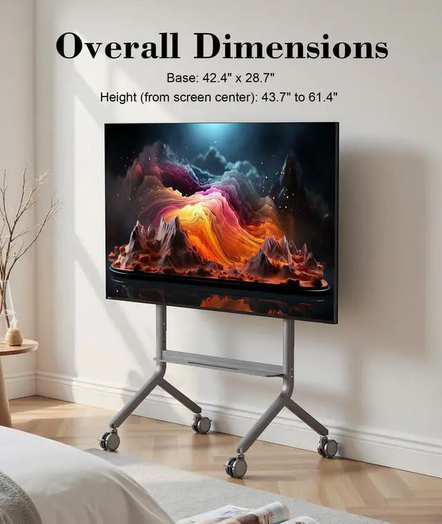 Alt view image 3 of 6 - NB Mobile TV Cart, UL Listed, Rolling TV Stand with Wheels for 65-90 Inch LCD OLED Flat Panel Screen TV or Smart Board, Load up to 150 lbs, Max VESA 900x600mm P100