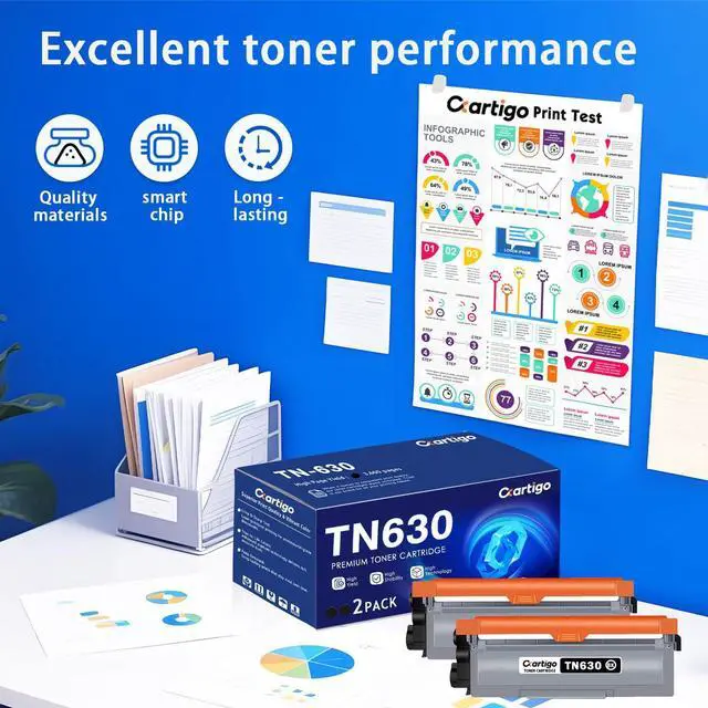 Alt view image 5 of 7 - TN630 Black Toner Cartridge 2 Pack Replacement for TN-630 TN 630 Compatible with Brother HL-L2300D HL-L2380DW HL-L2320D DCP-L2540DW MFC-L2700DW MFC-L2685DW Printer