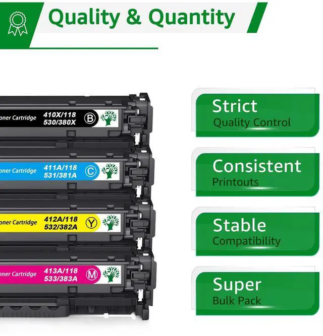 Alt view image 2 of 6 - Remanufactured Toner Cartridge Replacement for HP 304A for Canon 118 for CP2025DN CM2320N CM2320NF CM2320FXI MFP MF8580CDW MF8350CDN MF8380CDW MF726CDW LBP7660CDN LBP7200CDN Printer (4 Pack)